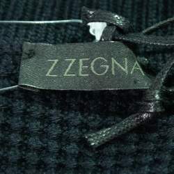 Z Zegna Navy Blue Wool Knitted Double-Breasted Cardigan M