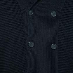 Z Zegna Navy Blue Wool Knitted Double-Breasted Cardigan M