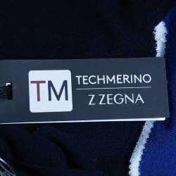 Z Zegna Navy Blue Patterned Wool Crewneck Techmerino Sweater S