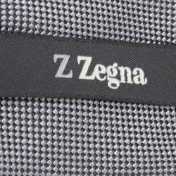 Z Zegna Grey Patterned Skinny Silk Tie