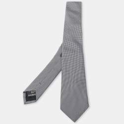 Z Zegna Grey Patterned Skinny Silk Tie