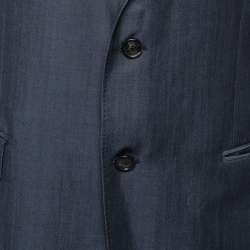 Z Zegna Blue Wool Blend Single Breasted Blazer L