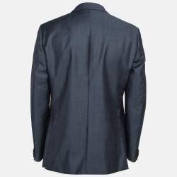 Z Zegna Blue Wool Blend Single Breasted Blazer L