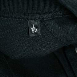 Pre Owned Z Zegna Black Logo Embroidered Cotton Knit Polo L