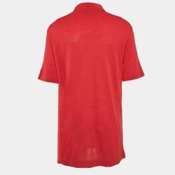 Pre Owned Z Zegna Red Pique Wool Techmerino Polo T-Shirt M