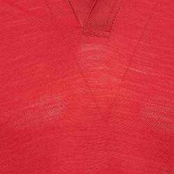 Pre Owned Z Zegna Red Pique Wool Techmerino Polo T-Shirt M