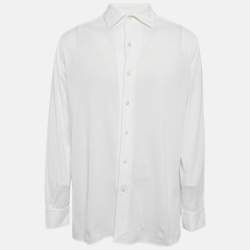 Z Zegna White Textured Cotton Long Sleeve Shirt XXL