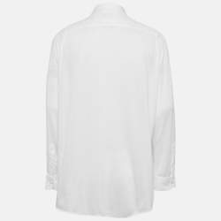 Z Zegna White Textured Cotton Long Sleeve Shirt XXL