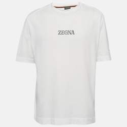 Z Zegna  White Logo Print Cotton Crew Neck T-Shirt XXL
