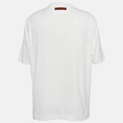 Z Zegna  White Logo Print Cotton Crew Neck T-Shirt XXL