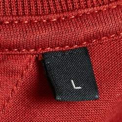 Pre Owned Z Zegna Red Logo Print Cotton Crew Neck T-Shirt L