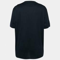Pre Owned Z Zegna Navy Blue Logo Print Cotton Short Sleeve T-Shirt L