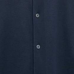 Z Zegna Navy Blue Textured Cotton Long Sleeve Shirt XXL