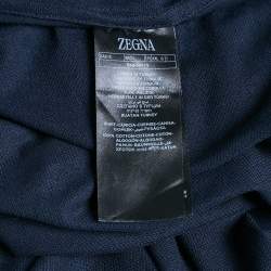 Z Zegna Navy Blue Textured Cotton Long Sleeve Shirt XXL