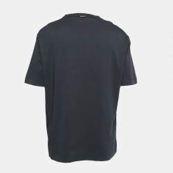 Pre Owned Zegna Black Logo Embroidered Cotton Jersey Crew Neck T-Shirt XXL