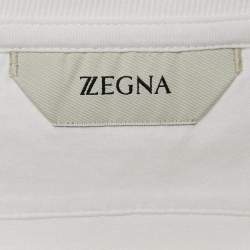 Z Zegna White Logo Print Jersey Crew Neck T-Shirt L
