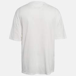 Z Zegna White Logo Print Jersey Crew Neck T-Shirt L
