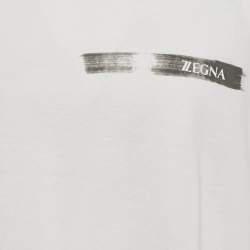 Z Zegna White Logo Print Jersey Crew Neck T-Shirt L