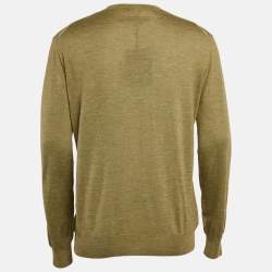 Z Zegna Green Silk Blend Knit Crew Neck Jumper L