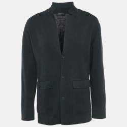 Z Zegna Black Knit and Nylon Button Front Jacket XL