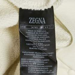 Pre Owned Zegna Off-White Logo Print Cotton Knit Jumper M