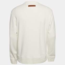 Pre Owned Zegna Off-White Logo Print Cotton Knit Jumper M