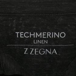 Z Zegna Black Techmerino Linen Polo T-Shirt L