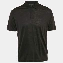 Z Zegna Black Techmerino Linen Polo T-Shirt L