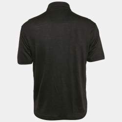 Z Zegna Black Techmerino Linen Polo T-Shirt L