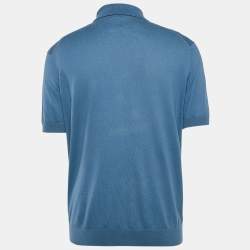 Pre Owned Z Zegna Blue Cotton Half Sleeve Polo T-Shirt L