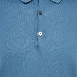 Pre Owned Z Zegna Blue Cotton Half Sleeve Polo T-Shirt L
