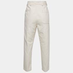 Zegna Off-White Gabardine Cotton Pleated Pants M