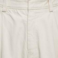 Zegna Off-White Gabardine Cotton Pleated Pants M