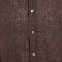 Z Zegna Brown Linen Comfortable Fit Shirt M