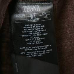 Z Zegna Brown Linen Comfortable Fit Shirt M