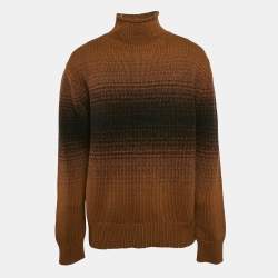 Zegna Brown Gradient Knit High Neck Jumper M