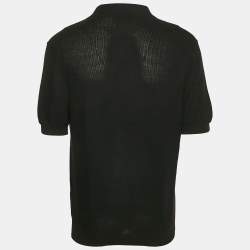 Z Zegna Black Knit Cotton Polo T-Shirt M