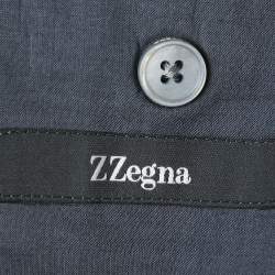 Z Zegna Grey Ramie and Linen Single Breasted Blazer L