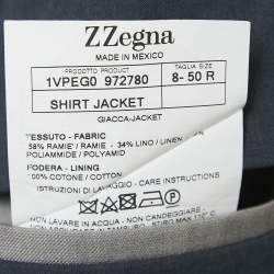 Z Zegna Grey Ramie and Linen Single Breasted Blazer L