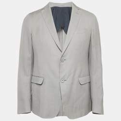 Z Zegna Grey Ramie and Linen Single Breasted Blazer L