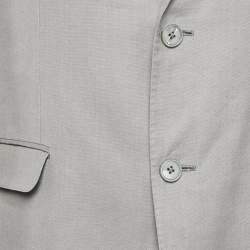 Z Zegna Grey Ramie and Linen Single Breasted Blazer L