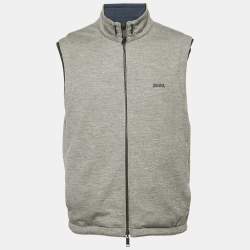 Z Zegna Blue Synthetic and Cashmere Reversible Vest Jacket XXL