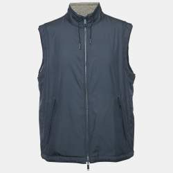 Z Zegna Blue Synthetic and Cashmere Reversible Vest Jacket XXL