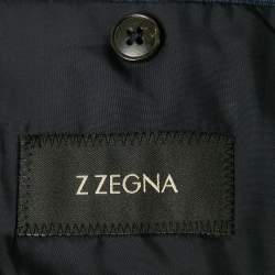 Pre Owned Z Zegna Blue Patterned Wool Suit XS 