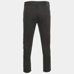 Pre Owned Zegna Black Cotton Cotton Formal Trousers M