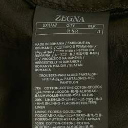 Pre Owned Zegna Black Cotton Cotton Formal Trousers M