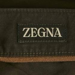 Pre Owned Zegna Black Cotton Cotton Formal Trousers M