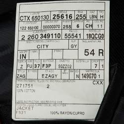 مملوكة مسبقًا جاکيت زد زينيا أسود كوردروي مديني بزرّين مقاس كبير جدًا - إكس لارج