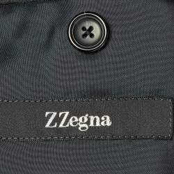 مملوكة مسبقًا جاکيت زد زينيا أسود كوردروي مديني بزرّين مقاس كبير جدًا - إكس لارج