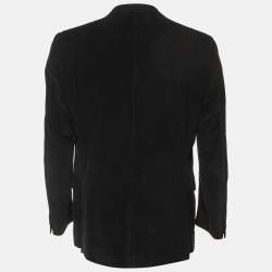 مملوكة مسبقًا جاکيت زد زينيا أسود كوردروي مديني بزرّين مقاس كبير جدًا - إكس لارج